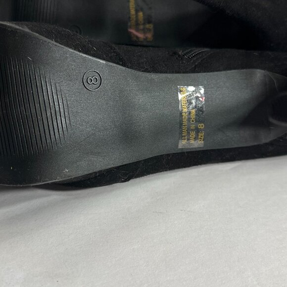 s8| Miss Lola | Black Vegan Suede Thigh-Hi Stiletto Boots | BNWT 🖤👢✨ - Picture 4 of 11